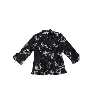 Vintage Y2K Embroidered Blazer Size S Crinkle Ribbons Fairy Goth Witchy Vamp